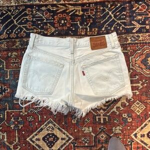 Levi's White Jean Shorts Distressed High-Waisted